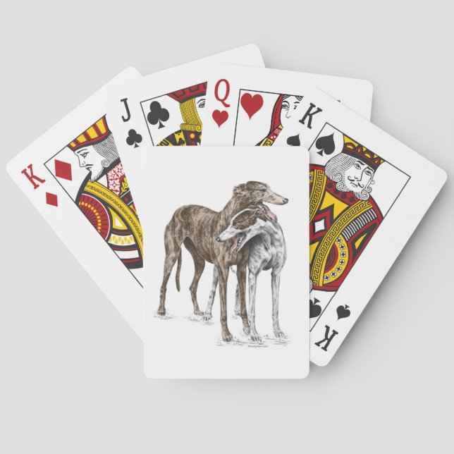Two Greyhound Friends Dog Art Poker Cards (Back)