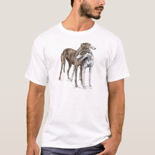 Two Greyhound Friends Dog Art T-Shirt