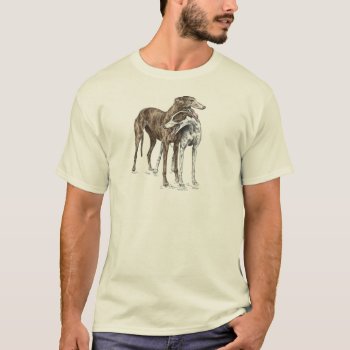 Two Greyhound Friends Dog Art T-shirt by KelliSwan at Zazzle