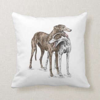Two Greyhound Friends Dog Art Throw Pillow
