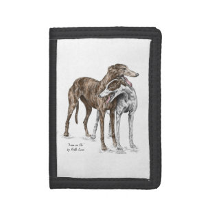 Two Greyhound Friends Dog Art Tri-fold Wallet