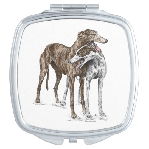 Two Greyhound Friends Dog Art Vanity Mirror