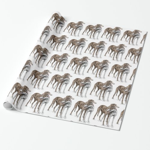 Two Greyhound Friends Dog Art Wrapping Paper