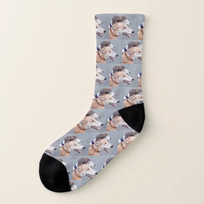 Black I love Greyhound Dogs With a Paw Print Design Socks