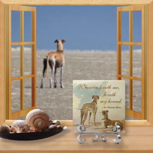 Two Greyhounds  Famous St Thomas More Quote Ceramic Tile