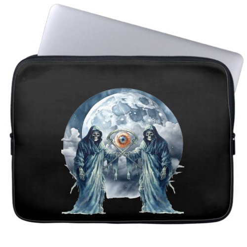two grim reapers fighting for an eye laptop sleeve