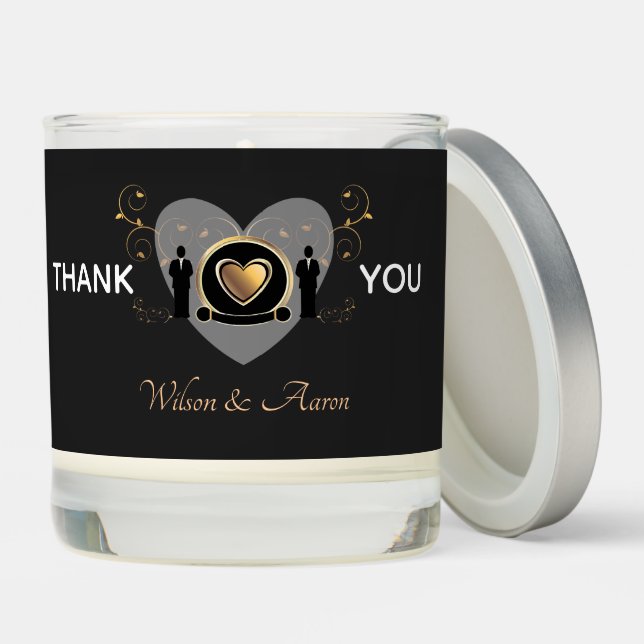 Two Groom Thank You Favor Wedding Scented Candle (Lid)