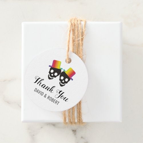 Two grooms and confetti Thank You gay wedding Favor Tags