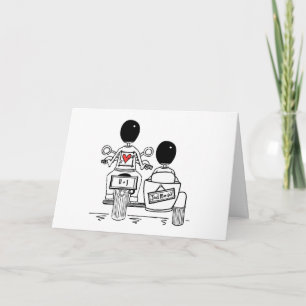Two Grooms Biker Motorcycle and Sidecar Wedding Card