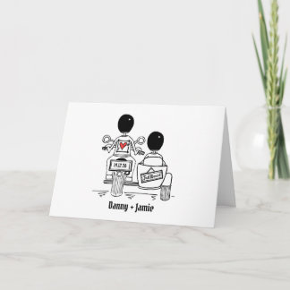 Two Grooms Biker Motorcycle and Sidecar Wedding Card