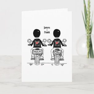 Two Grooms Biker Motorcycle Evening Wedding Invitation