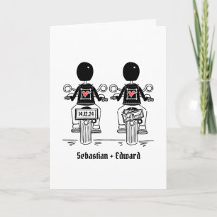 Two Grooms Biker Motorcycle Evening Wedding Invitation