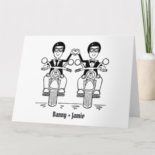 Two Grooms Biker Motorcycle Wedding Card