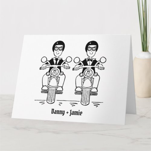 Two Grooms Biker Motorcycle Wedding Card