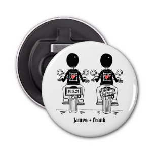 Two Grooms Biker Motorcycle Wedding Favor Bottle Opener