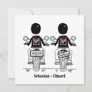 Two Grooms Biker Motorcycle Wedding Invitation