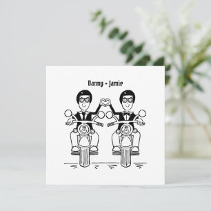 Two Grooms Biker Motorcycle Wedding Invitation