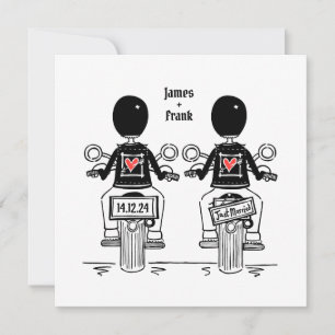Two Grooms Biker Motorcycle Wedding Invitation