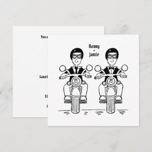 Two Grooms Biker Motorcycle Wedding Invitation