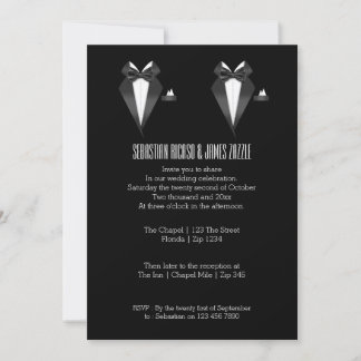 Two Grooms Bow Tie Tuxedo Wedding Invitation
