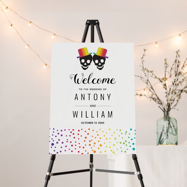 Two grooms confetti rainbow colors gay wedding foam board (In Situ (Stand))