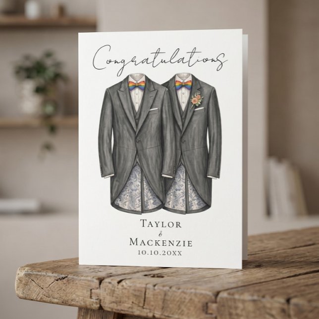Two Grooms Congratulations on Your Wedding Day Card (Two Grooms Congratulations on Your Wedding Day Card
by Ricaso - same sex wedding card for newly weds)