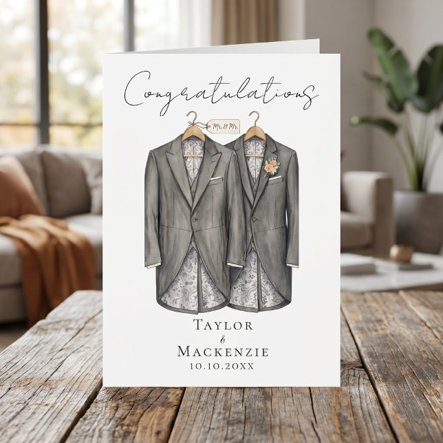 Two Grooms Congratulations on Your Wedding Day Card (Two Grooms Congratulations on Your Wedding Day Card
by Ricaso - same sex wedding card for newly weds)