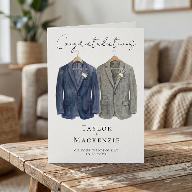 Two Grooms Congratulations on Your Wedding Day Card (Two Grooms Congratulations on Your Wedding Day Card
by Ricaso - same sex wedding card for newly weds)