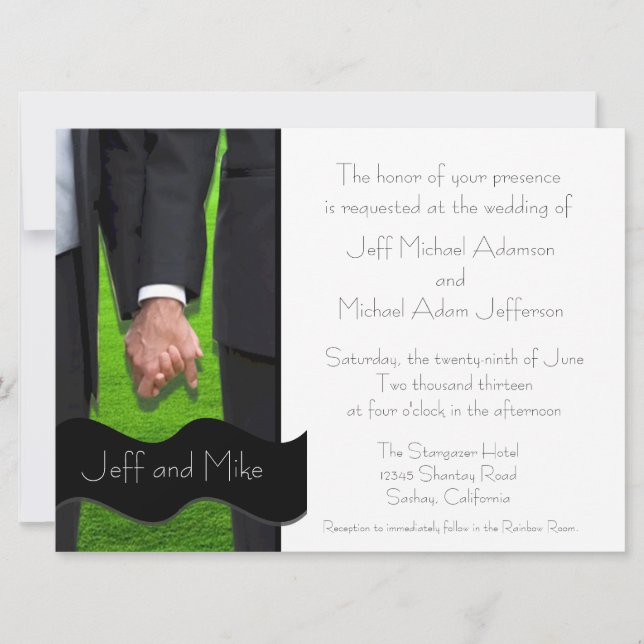 Two Grooms Custom Gay Wedding Invitations (Front)