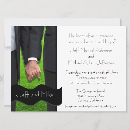 Two Grooms Custom Gay Wedding Invitations