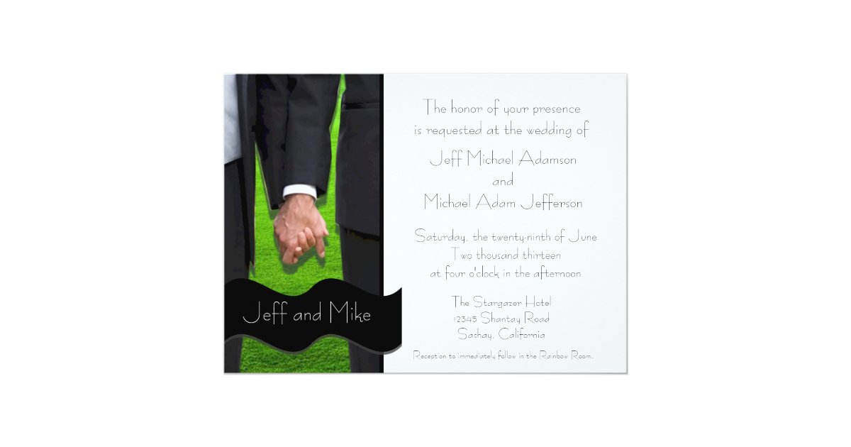 Two Grooms Custom Gay Wedding Invitations Zazzle Com
