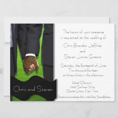 Two Grooms Custom Gay Wedding Invite (Bi-Racial)