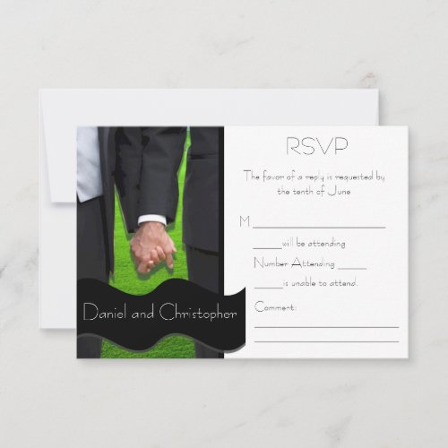 Two Grooms Custom Gay Wedding RSVP Cards