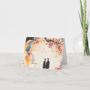 Two Grooms Digital Art Print Thank You Card