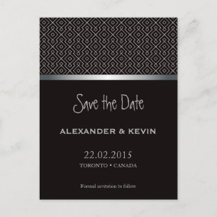 Two Grooms-Gay black pattern wedding   Postcard