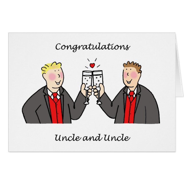 Two Grooms Gay Male Wedding Congratulations (Front Horizontal)