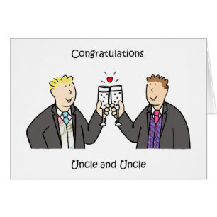 Two Grooms Gay Male Wedding Congratulations Cards