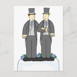 Two Grooms Gay Marriage Congratulations Postcard