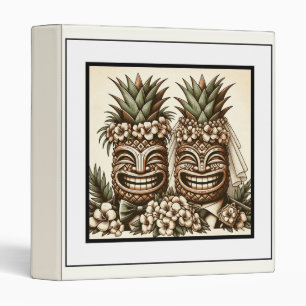 Two Grooms Gay Pineapple Tiki Head Retro Wedding 3 Ring Binder