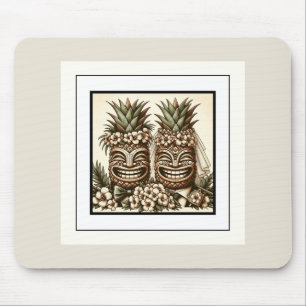 Two Grooms Gay Pineapple Tiki Head Retro Wedding Mouse Pad