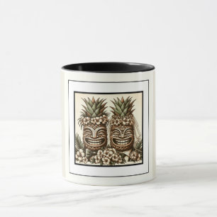 Two Grooms Gay Pineapple Tiki Head Retro Wedding  Mug