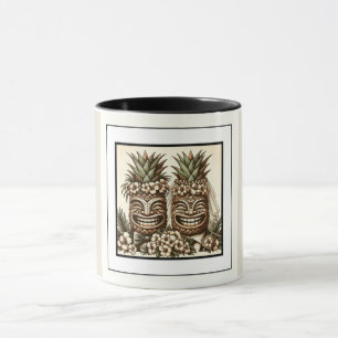 Two Grooms Gay Pineapple Tiki Head Retro Wedding Mug
