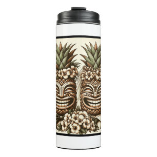 Two Grooms Gay Pineapple Tiki Head Retro Wedding Thermal Tumbler