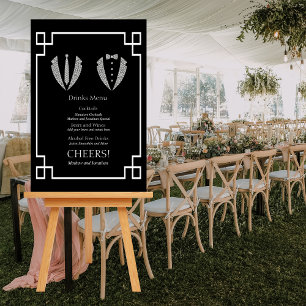Two Grooms Gay Tuxedo Wedding Drinks Menu Foam Board