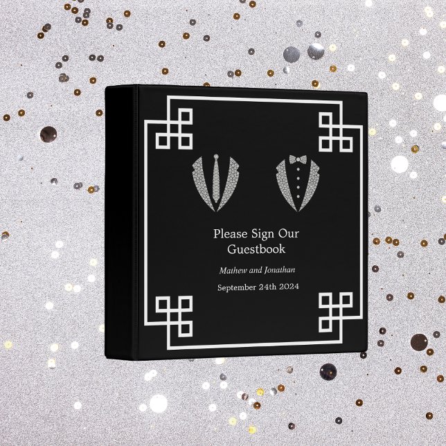 Two Grooms Gay Tuxedo Wedding Guest Book 3 Ring Binder (Creator Uploaded)