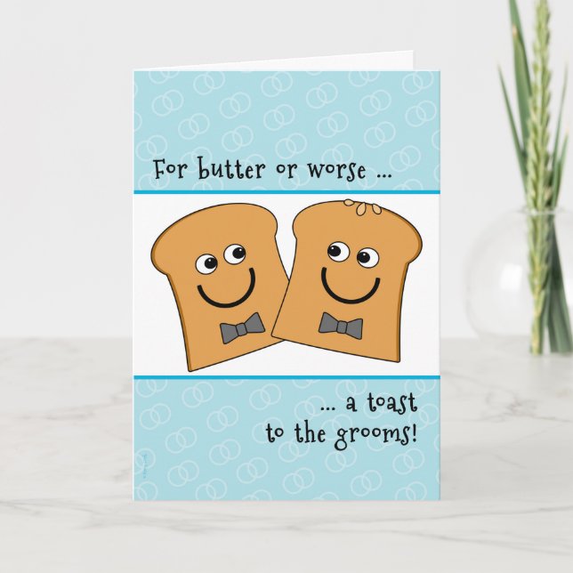 Two Grooms Gay Wedding Congratulations Funny Toast Card (Front)