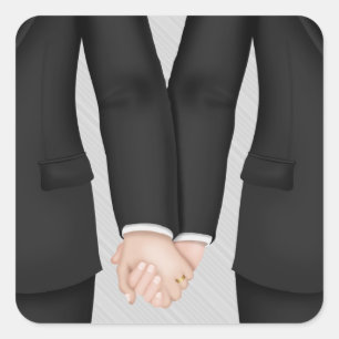 Two Grooms, Gay Wedding Square Sticker