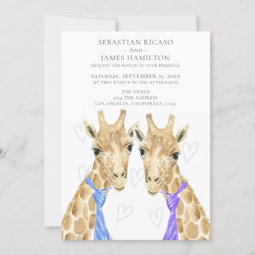 Two Grooms Giraffe Gay Wedding Announcement