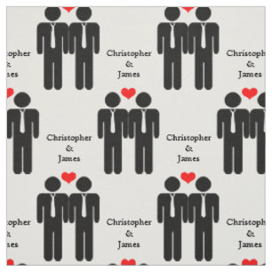 Two Grooms In Ties Wedding Customizable Pattern Fabric