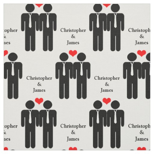 Two Grooms In Ties Wedding Customizable Pattern Fabric